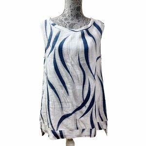 Lagenlook Italian Linen Coastal Lands Downunder Tank Small Luxury Flowy Abstract